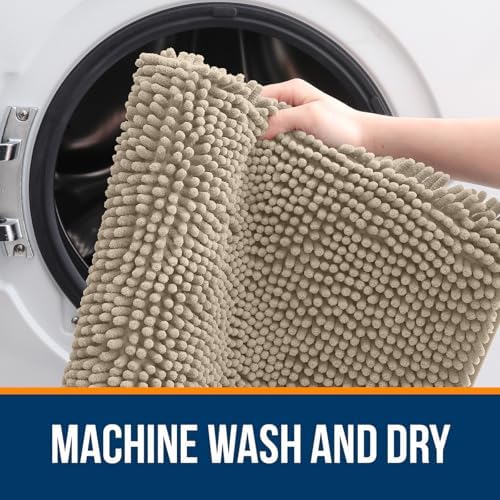 OLANLY Bathroom Runner Rugs 47x17, Extra Soft Absorbent Chenille Bath Rugs