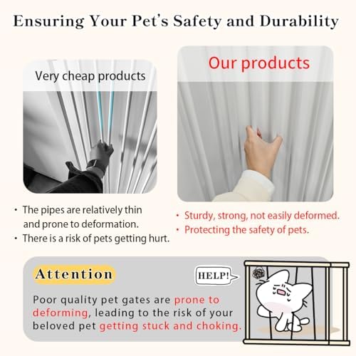 Lumizone Extra Tall Cat Gate 61.02" High 63.39"-67.71" Wide Pet Gate White
