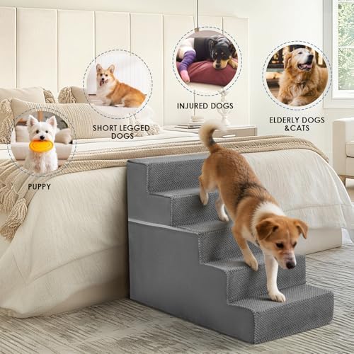 DUMOS Dog Stairs for Small and Medium Dogs, 5-Step Pet Steps