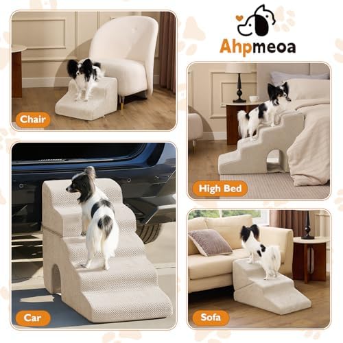 Ahpmeoa Dog Stairs for Small Dogs 11.5’’ H, 2-Step Dog Steps for Bed