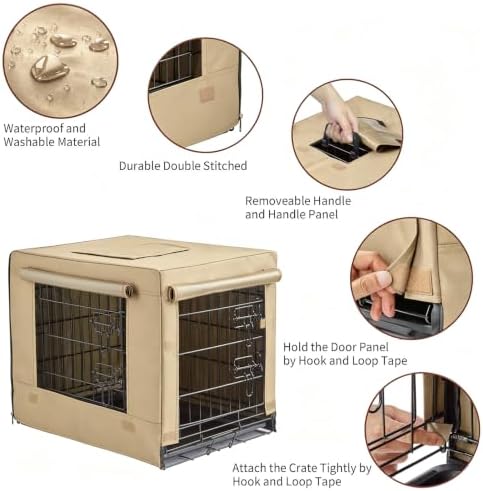 DONORO Dog Crates for Medium Large Size Dogs Indoor Double Door Dog Kennels &