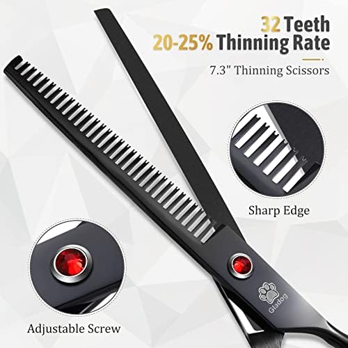 Dog Grooming Scissors Kit with Safety Round Tips, GLADOG Professional 5 in 1