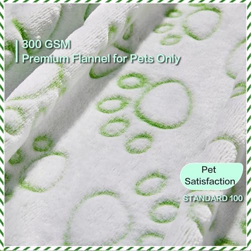 Green Soft Puppy Blanket, with Flannel Green Cute Paw Print, 24 * 32 inches