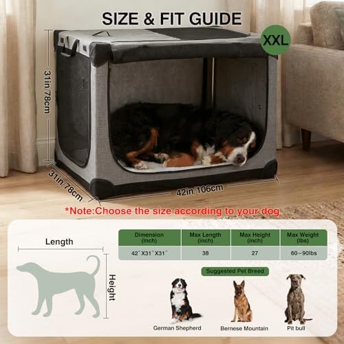 42 x 31 x 31 Inch Collapsible Soft Dog Crate