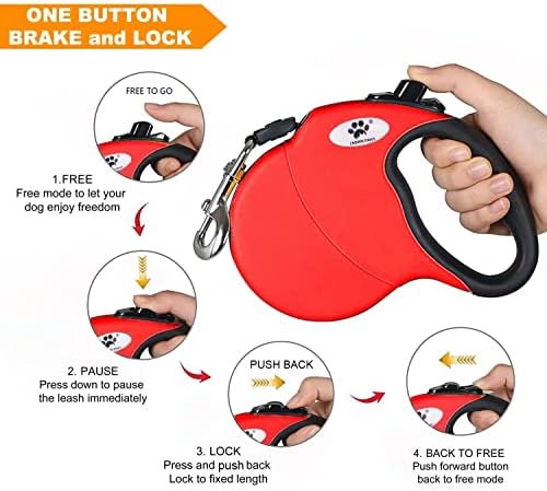 16 ft Retractable Dog Leash for Large Dogs up to 44 lbs, Tangle-Free Nylon Tape