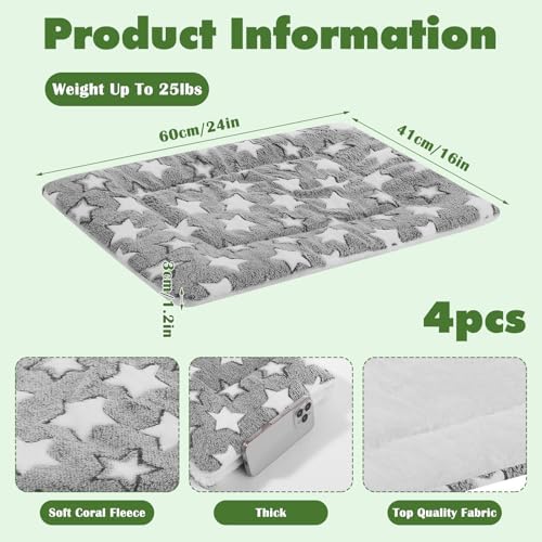 4 Pcs Dog Bed Mat Crate Pad Reversible Mat Machine Washable Bed Star Pet