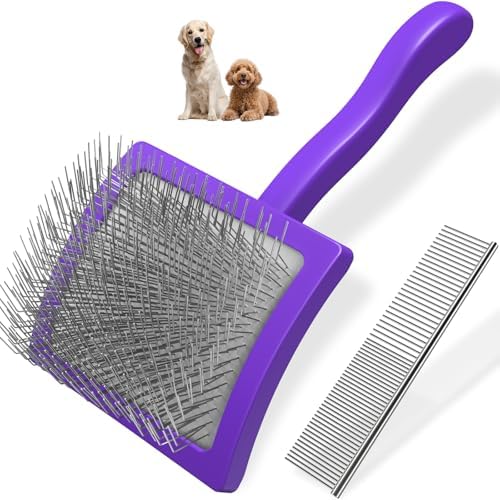 2PCS Slicker Brush for Dogs & Pet Comb, Professional Dog Grooming Brush
