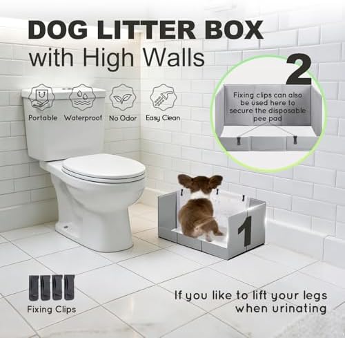 HQ4US 4LEGS Dog Litter Box Indoor High Walls, Puppy Pee Pad Holder Foldable