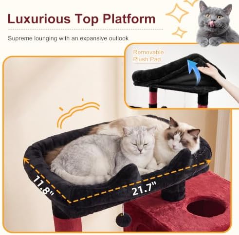 Heybly Cat Tree, 76-Inch Tall Heavy Duty Cat Tower