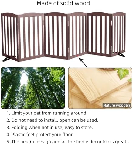 Freestanding Dog Gate Indoor, Doggie Gate Foldable Pet Gates