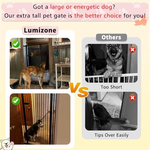 Lumizone Extra Tall Cat Gate 61.02" High 63.39"-67.71" Wide Pet Gate White
