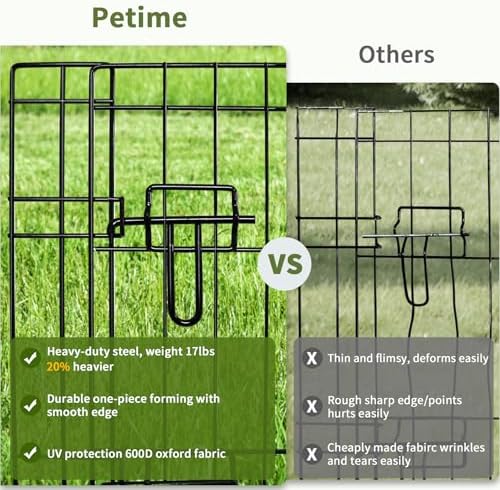 PETIME Foldable Metal Dog Exercise Pen/Pet Puppy Playpen Kennels Yard Fence