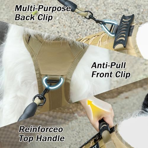 No Pull Tactical Dog Harness for Large Dogs, Service Dog Vest