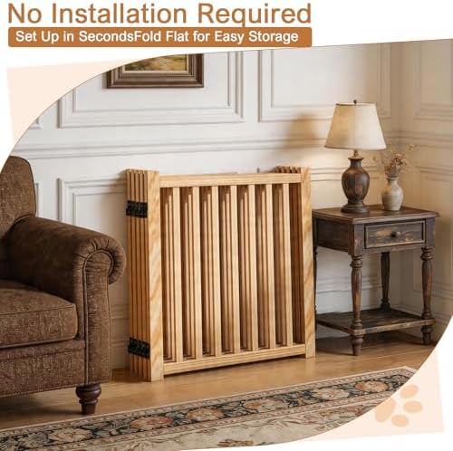 YOCAN Non-Painted Wooden Freestanding Dog Gates -5 Panels L:115" H:23"