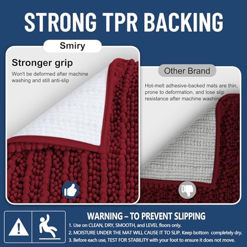 Smiry Bathroom Toilet Rugs U Shaped 24X20, Chenille Bath mats