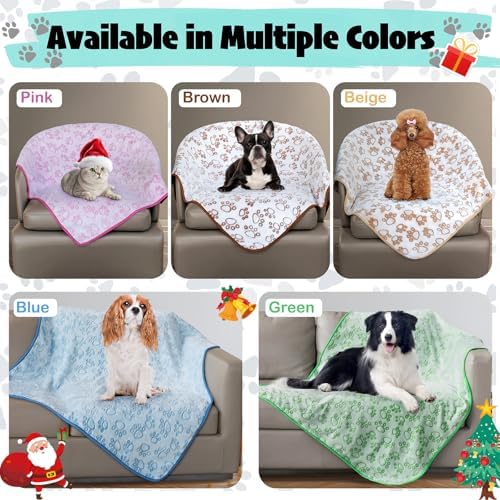Green Soft Puppy Blanket, with Flannel Green Cute Paw Print, 24 * 32 inches