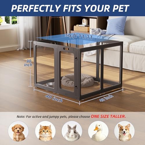 Clear Acrylic Dog Playpen Indoor Pet Pen, 8 Panels