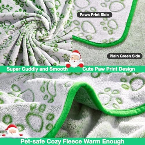 Green Soft Puppy Blanket, with Flannel Green Cute Paw Print, 24 * 32 inches