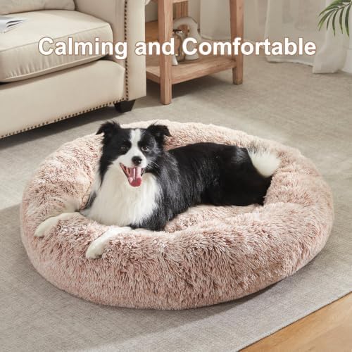 42 in Faux Fur Fluffy Donut Dog Bed