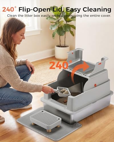 GTPLAYER XXXL Stainless Steel Cat Litter Box