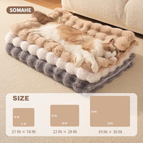 SOMAHE Soft Faux Fur Pet Blanket, Medium 28x22 Latte Coffee