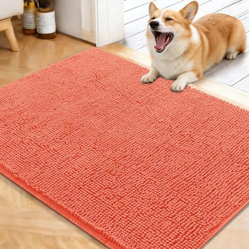 OLANLY Dog Door Mat for Muddy Paws 40x32, Super Absorbent Chenille Mud Mat