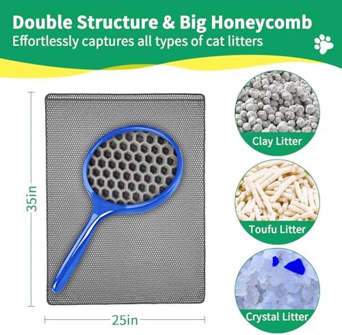 GRELY 35''X 25'' Large Litter Mat, 2 Layer Cat Litter Mat Litter Trapping Mat