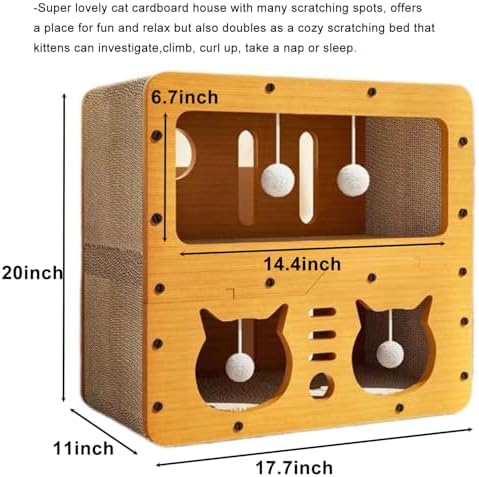 Cat Scratcher Cardboard House, 2 Floor Kitty Scratching Pad Lounger Bed