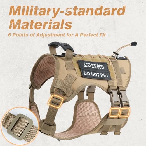 No Pull Tactical Dog Harness for Large Dogs, Service Dog Vest