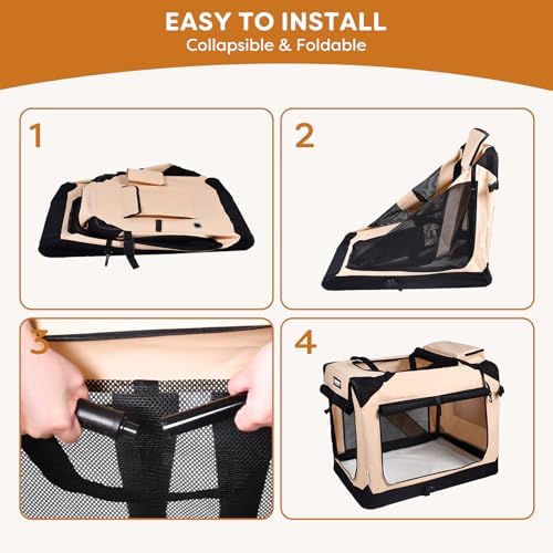 JESPET 3 Door Portable Collapsible Soft Dog Crate Carrier