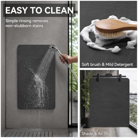 MontVoo -Bath Mat Rug-Rubber Backing Non Slip Quick Dry Absorbent Thin Bathroom
