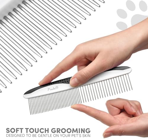 Poodle Pet Dog Combs for Grooming | 2 Pack | Stainless Steel Teeth Easily