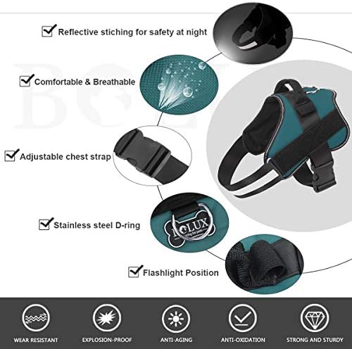 Bolux Dog Harness, No-Pull Reflective Dog Vest, Breathable Adjustable Pet