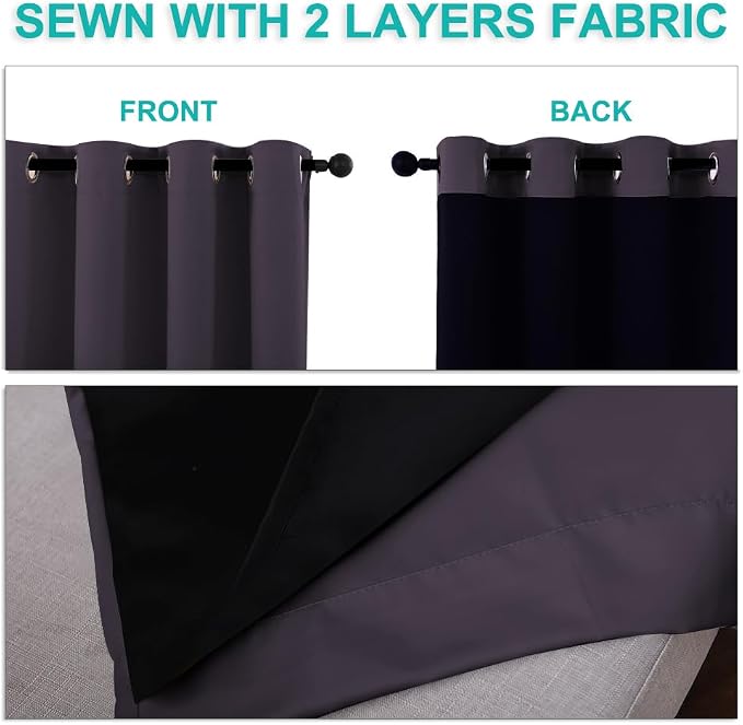 NICETOWN 100% Blackout Window Curtain Panels, 2 Pieces, Cold and Full Light