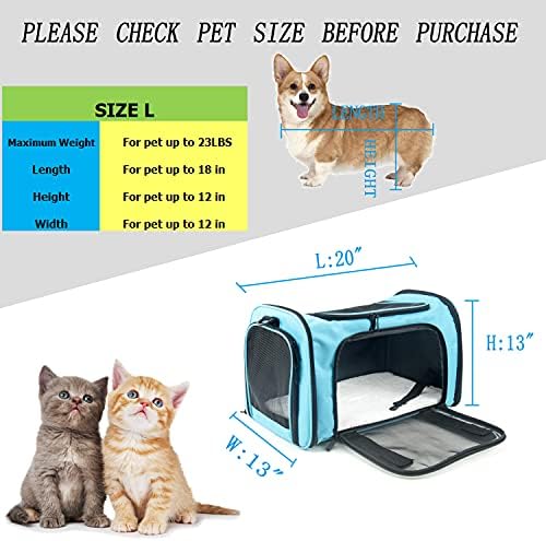 Soft Sided Carrier for Small Medium Cats Dogs, Removable Pad Collapsible Travel