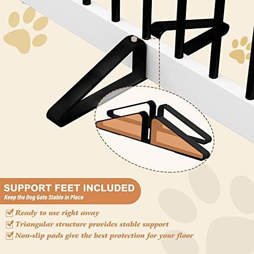 PUPETPO Freestanding Pet Gate for Dogs, Foldable Wooden Dog Gate for House