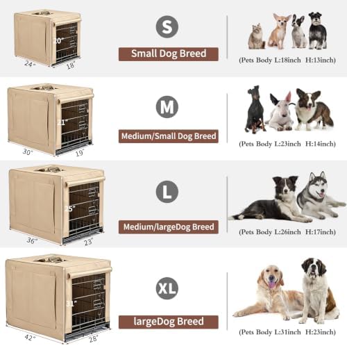 DONORO Dog Crates for Medium Large Size Dogs Indoor Double Door Dog Kennels &