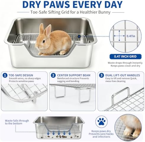 Stainless Steel Rabbit Litter Box