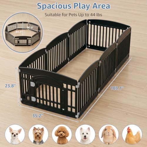 DUMOS Plastic Dog Playpen, 24 Inch 8 Panels Small Pet Fence Play Pen
