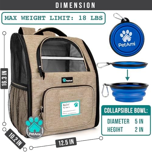 PetAmi Dog Backpack Carrier Airline Approved Cat Pet Puppy Bag