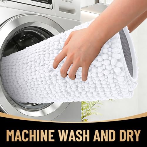 OLANLY Thick Chenille Bathroom Runner Rugs 47x17, Absorbent Bath Mat