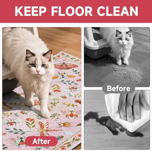 Cat Litter Mat, Traps 100% Cat Litter, Non-Slip Litter Box Trapping Mat