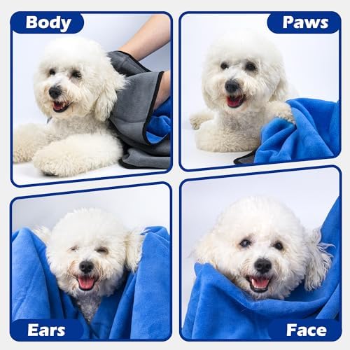 MICOOYO Dog Towels for Drying Dogs 3 Pack, Ultra Absorbent Microfiber Pet Bath