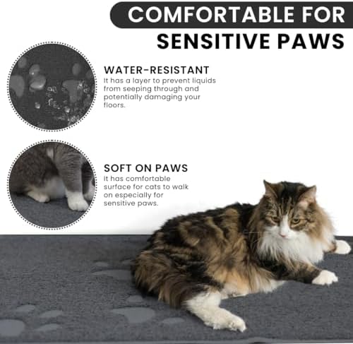 Andalus Large Cat Litter Mat, Non-Slip & Easy to Clean Cat Litter Box Mat