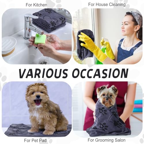 Fanfanwin 4 Pcs Dog Bath Towels Microfiber Drying Dog Towel Absorbent Pet Heart