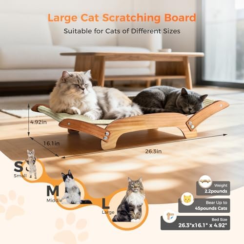 Extra-Larger 3-in-1 Sisal Cat Scratcher Bed, 26 Inch Scratch Pad