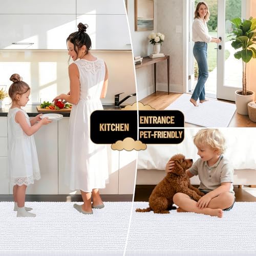 OLANLY Thick Chenille Bathroom Runner Rugs 47x17, Absorbent Bath Mat