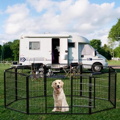 NEWBULIG Dog Playpen Indoor 16 Panels 24 Inch, Outdoor Metal Dog Fence Pen