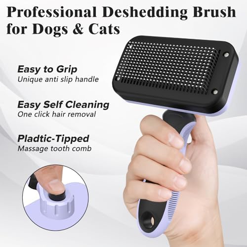 2PCS Self Cleaning Slicker Brush & Dog Comb