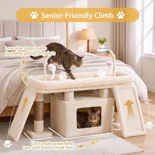 Heybly Cat Tree Extra-Long & Stable 2 Adjustable Scratch Boards HCT210SMJ
